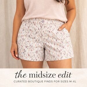 LOFT Abstract Print Shorts | 6” Inseam | Soft Pastel Pattern | Size 14 Short